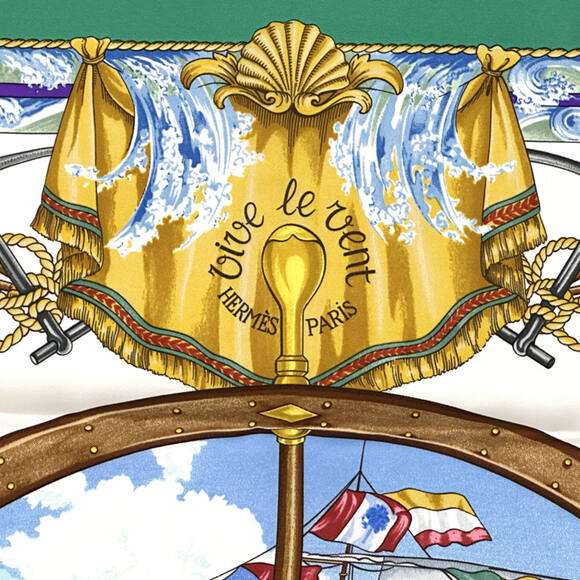 HERMES Authentic Green Silk Scarf - Picture 3 of 8